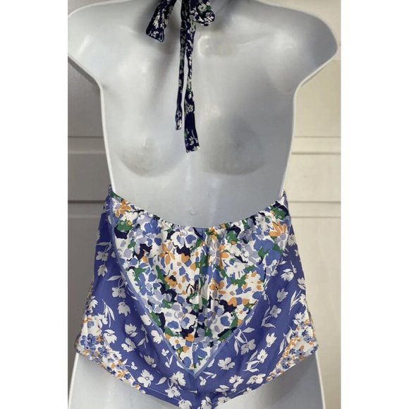 Sienna Sky Women's Halter Top Shirt Blouse  Boho Blue Floral Scarf Top size XS - Picture 6 of 10